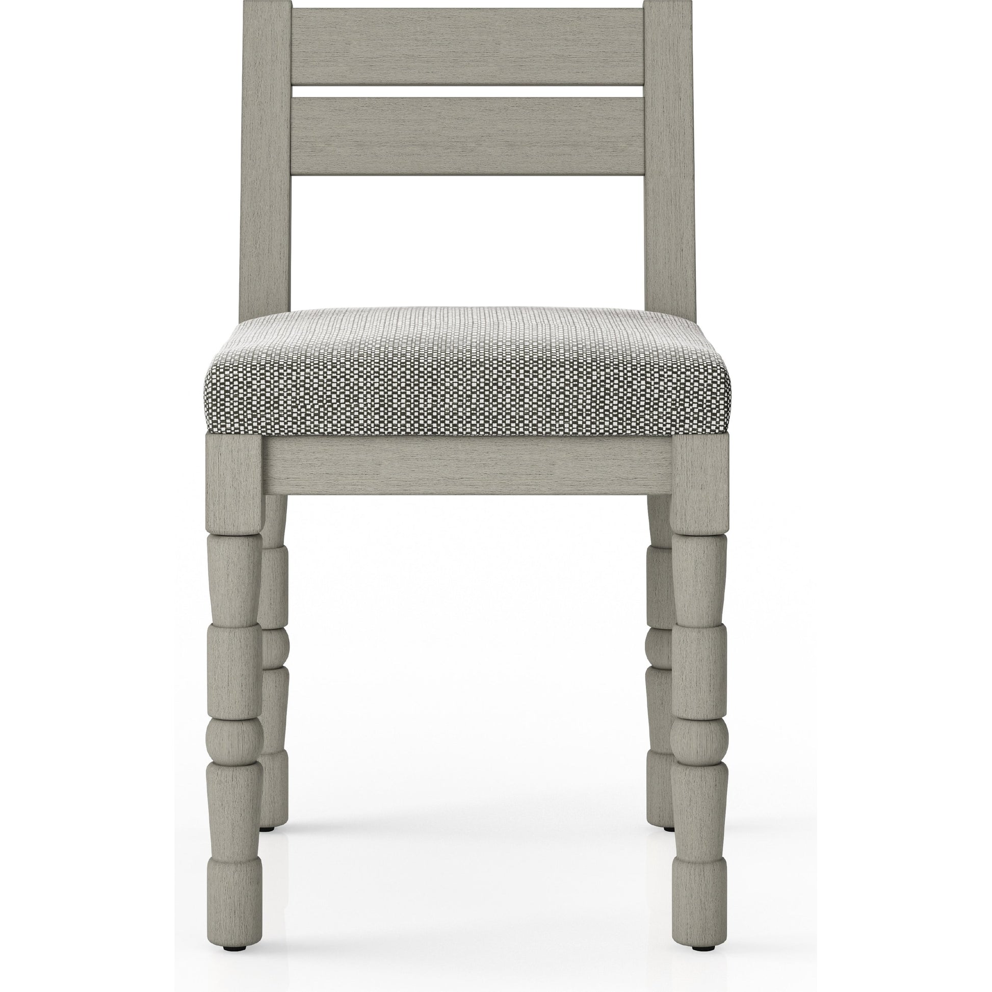 Waller Outdoor Dining Chair, Weathered Grey by Four Hands in weathered grey. Made from 100% olefin, solid fsc®-certified teak, 91% polyurethane foam pad, 9% polyester fiber batting in a transitional style.
