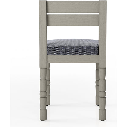 Waller Outdoor Dining Chair, Weathered Grey by Four Hands in weathered grey. Made from 100% olefin, solid fsc®-certified teak, 91% polyurethane foam pad, 9% polyester fiber batting in a transitional style.