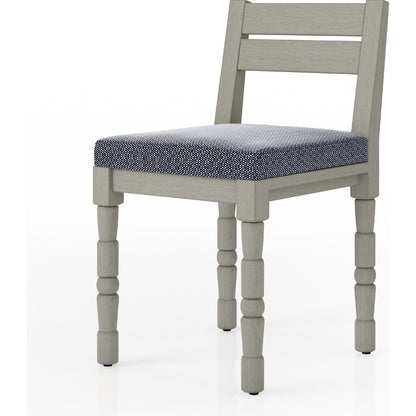 Waller Outdoor Dining Chair, Weathered Grey by Four Hands in weathered grey. Made from 100% olefin, solid fsc®-certified teak, 91% polyurethane foam pad, 9% polyester fiber batting in a transitional style.