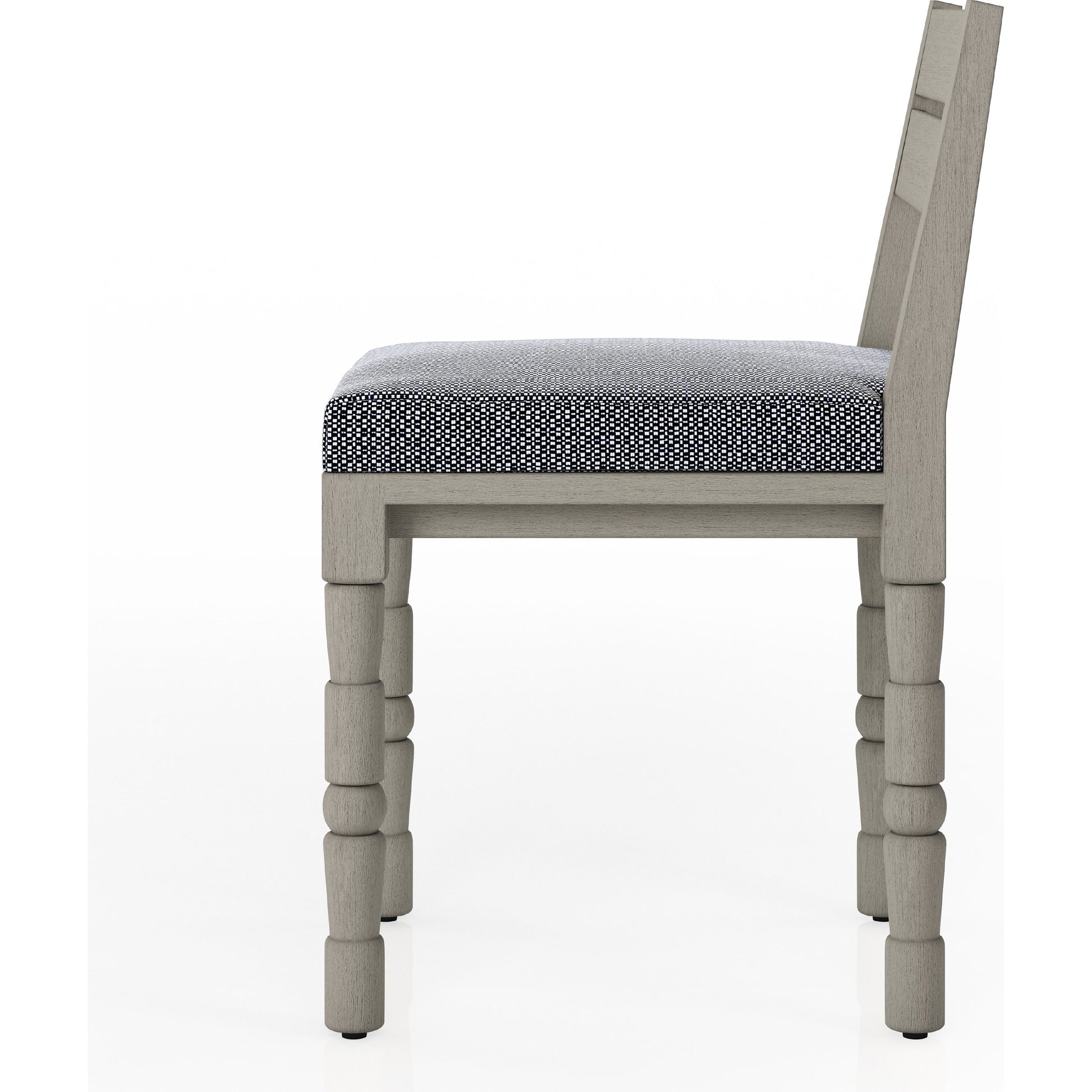 Waller Outdoor Dining Chair, Weathered Grey by Four Hands in weathered grey. Made from 100% olefin, solid fsc®-certified teak, 91% polyurethane foam pad, 9% polyester fiber batting in a transitional style.