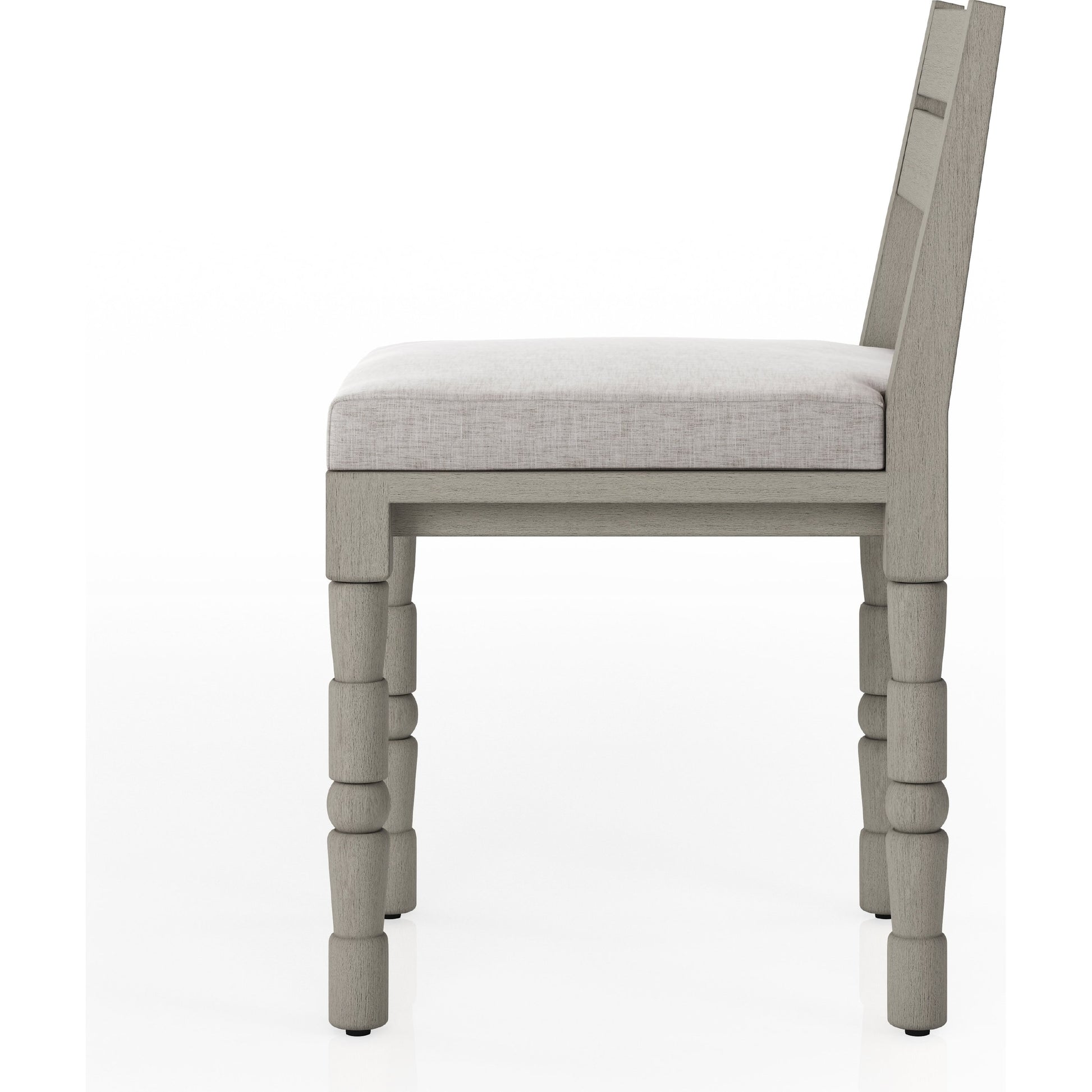 Waller Outdoor Dining Chair, Weathered Grey by Four Hands in weathered grey. Made from 100% olefin, solid fsc®-certified teak, 91% polyurethane foam pad, 9% polyester fiber batting in a transitional style.