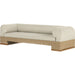 Joss Outdoor Sofa by Four Hands. Made from 100% olefin, solid teak, 100% polyethylene in a coastal style.