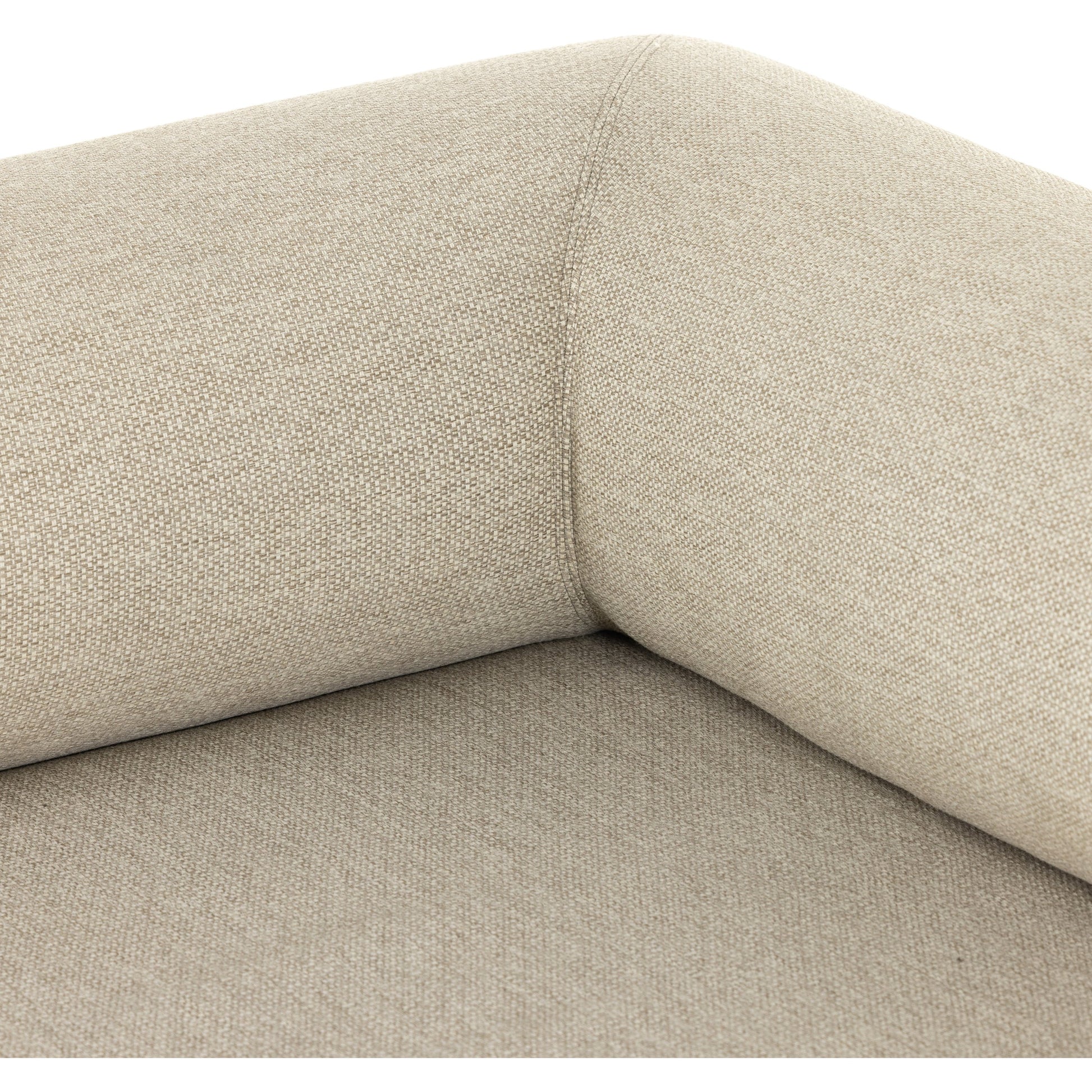 Joss Outdoor Sofa by Four Hands. Made from 100% olefin, solid teak, 100% polyethylene in a coastal style.