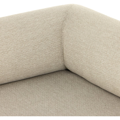 Joss Outdoor Sofa by Four Hands. Made from 100% olefin, solid teak, 100% polyethylene in a coastal style.