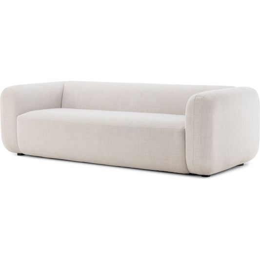 Nara Sofa by Four Hands in gibson wheat, black parawood. Made from 97% polyester, 3% acrylic, solid parawood, solid pine in a modern style.