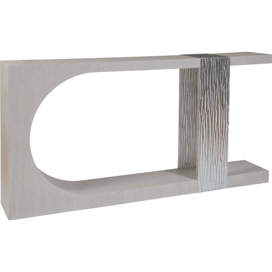 Sereno Long Console by Artistica Home in misty white and silver leaf. Made from unique in a modern style.