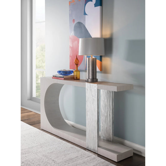 Sereno Long Console by Artistica Home in misty white and silver leaf. Made from unique in a modern style.
