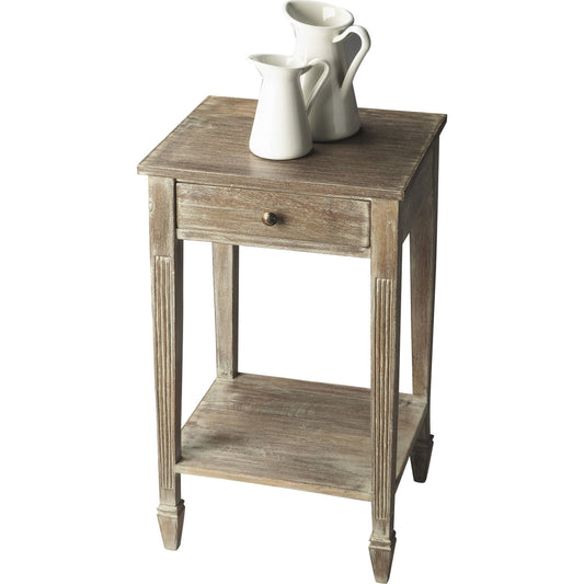 Bixby Side Table by Butler Specialty Company in gray and artifacts. Made from acacia wood solids, mdf in a cottage & farmhouse style.