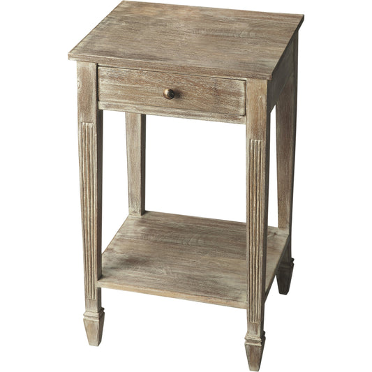 Bixby Side Table by Butler Specialty Company in gray and artifacts. Made from acacia wood solids, mdf in a cottage & farmhouse style.