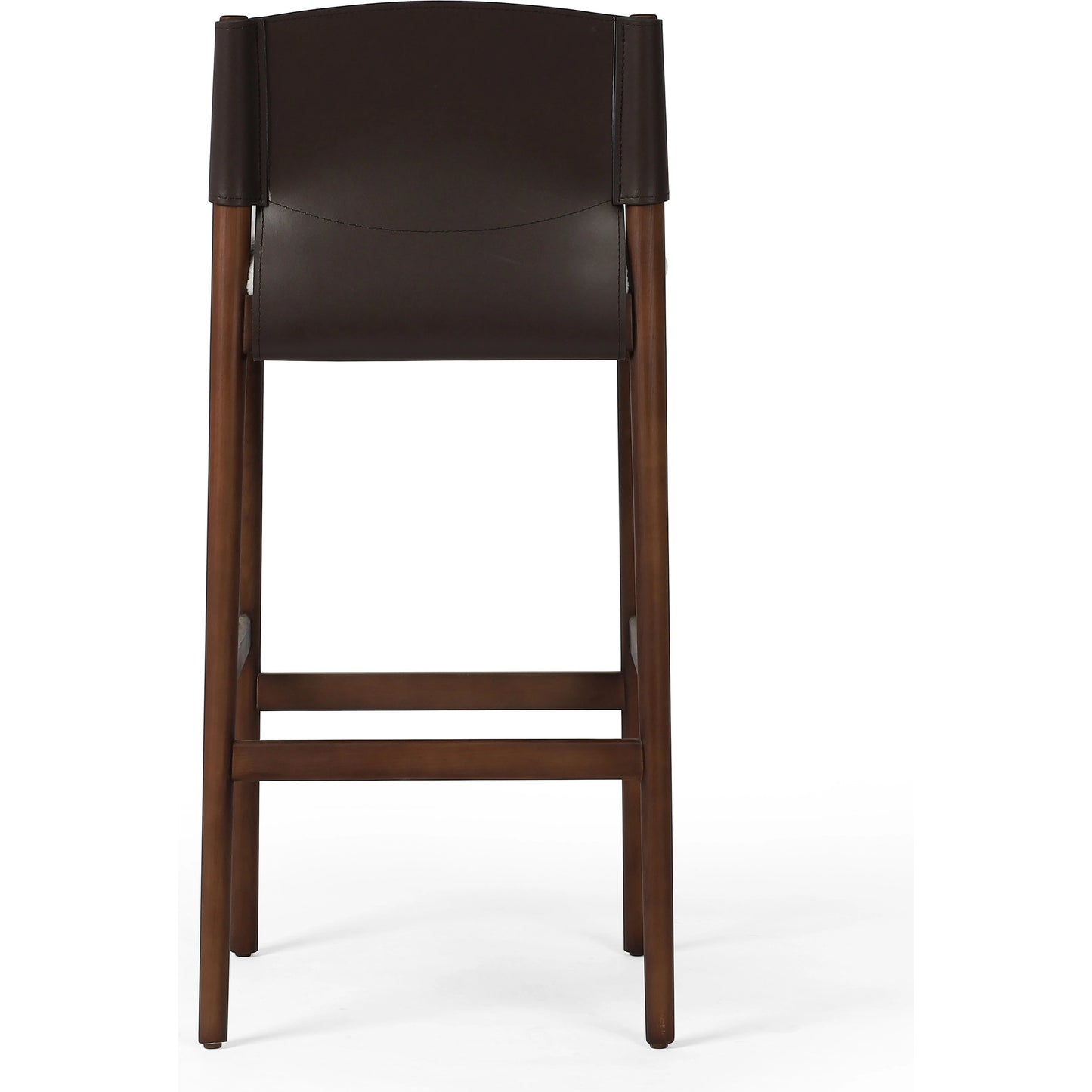 004 SI-1980530 | Additional Silo | Lulu Bar Stool by Four Hands in espresso leather, cardiff cream. Made from 100% polyester, solid ash, 70% split leather, 30% polyvinyl chloride (pvc) in a modern style.
