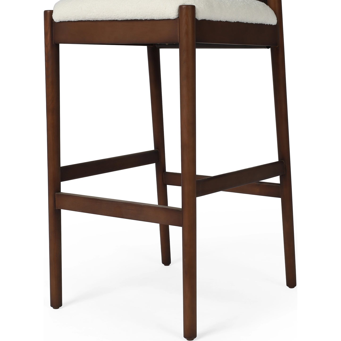 007 SI-1980530 | Closeup | Lulu Bar Stool by Four Hands in espresso leather, cardiff cream. Made from 100% polyester, solid ash, 70% split leather, 30% polyvinyl chloride (pvc) in a modern style.