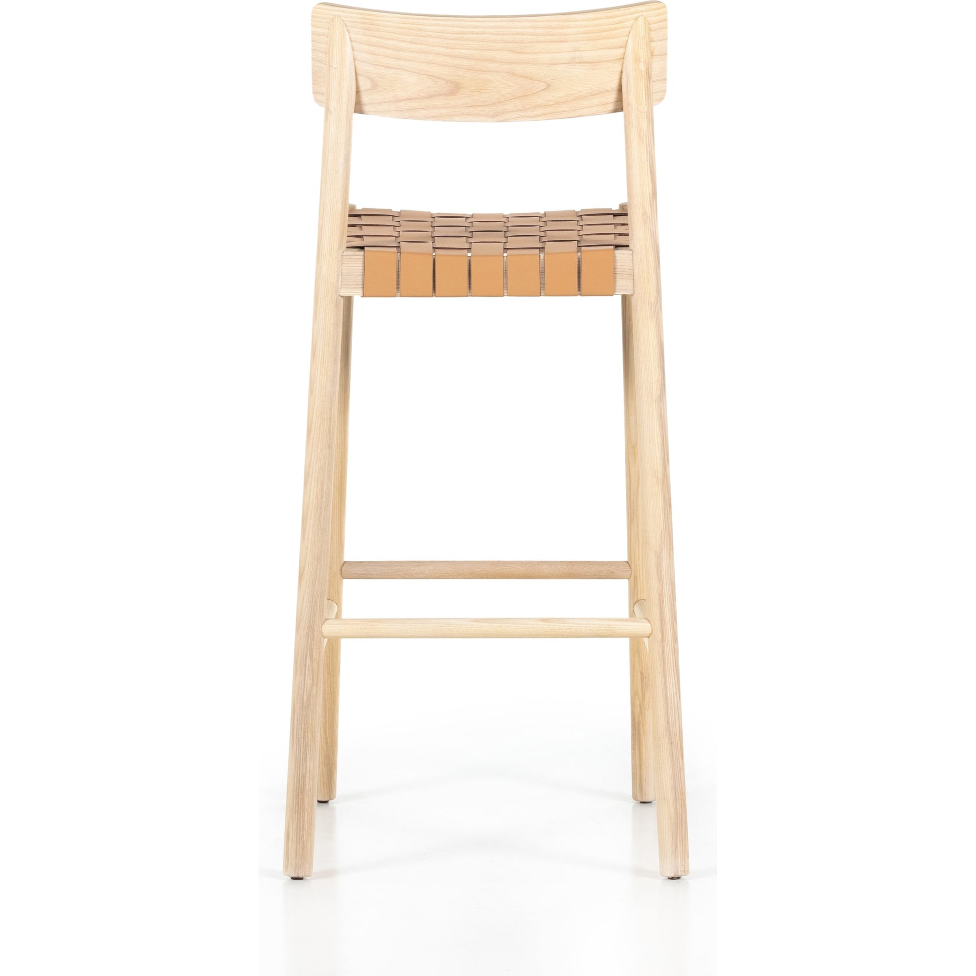 Heisler Bar Stool by Four Hands in black. Made from 70% split leather, 30% polyvinyl chloride (pvc), solid ash, ash veneer in a modern style.