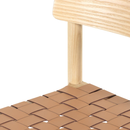 Heisler Counter Stool by Four Hands in almond leather and black. Made from 70% split leather, 30% polyvinyl chloride (pvc), solid ash, ash veneer in a transitional style.