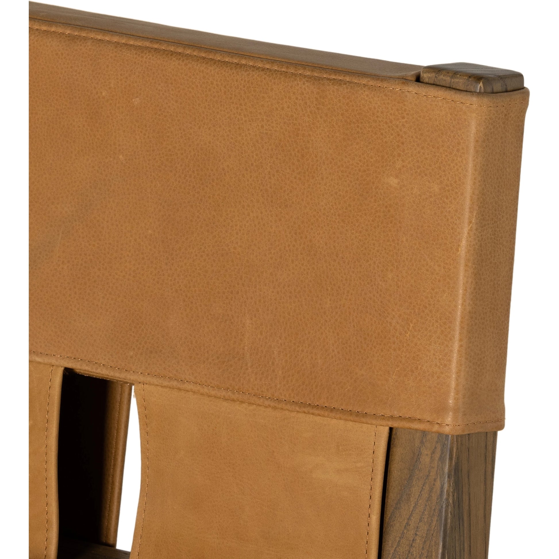 Sem Counter Stool by Four Hands in palermo butterscotch, lamont nettlewood, halcyon ivory. Made from 92% polyester, 8% flax, linen, solid nettlewood, top grain leather in a modern style.
