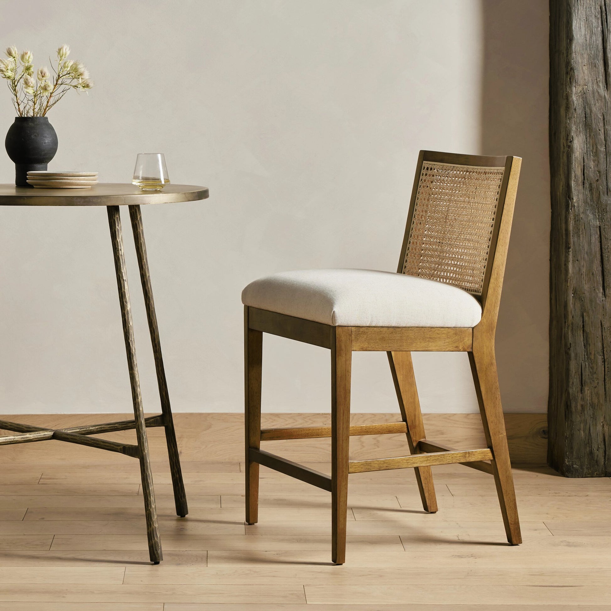Antonia Cane Armless Counter Stool by Four Hands. Made from unique in a coastal style.