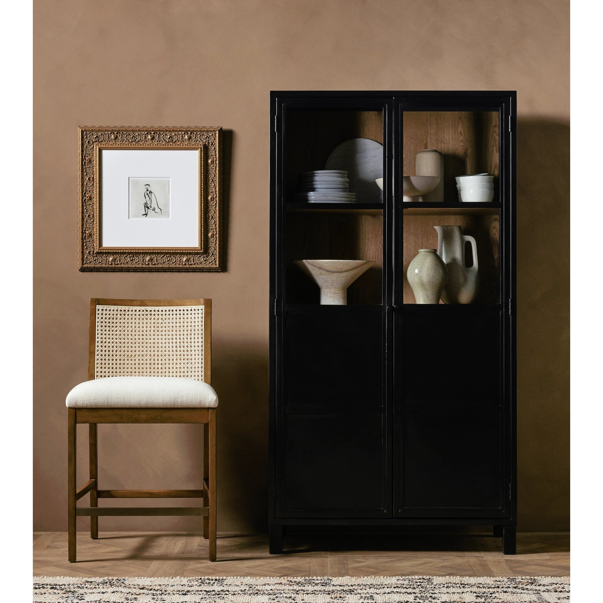 Antonia Cane Armless Counter Stool by Four Hands. Made from unique in a coastal style.