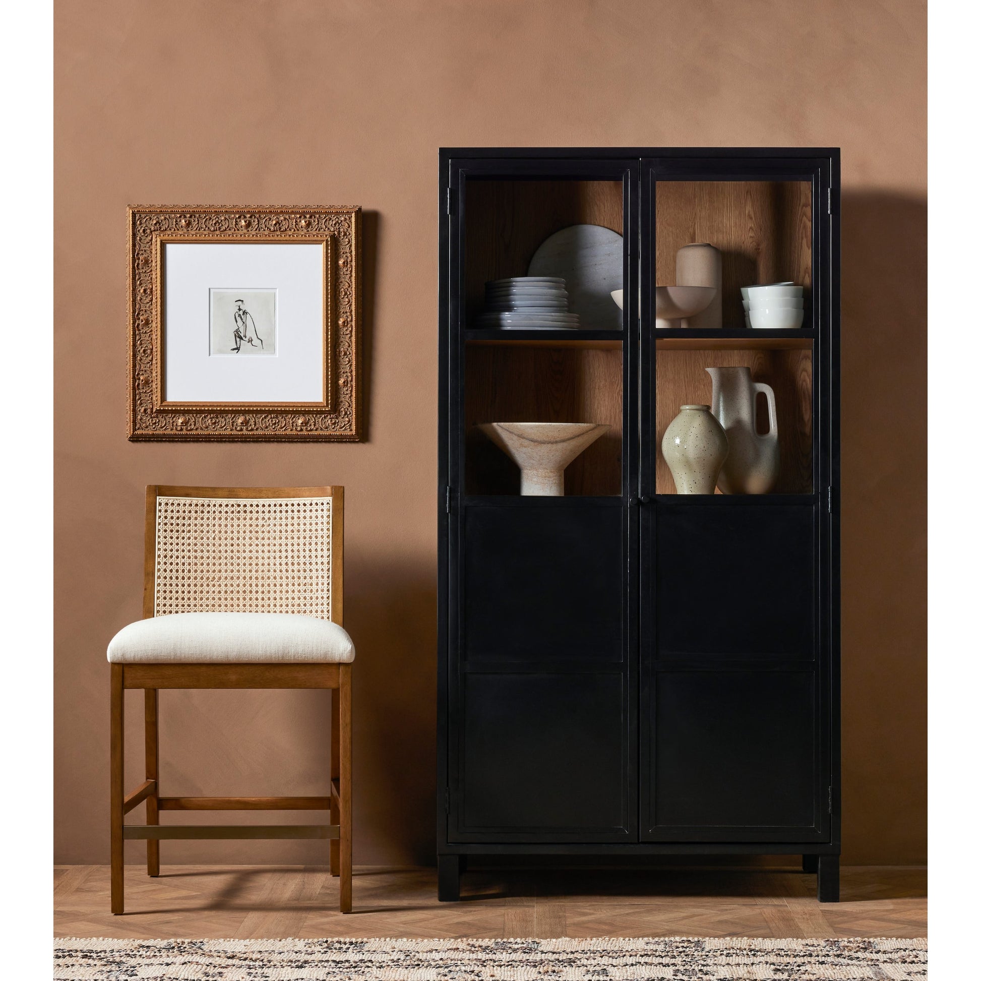 Antonia Cane Armless Counter Stool by Four Hands. Made from unique in a coastal style.