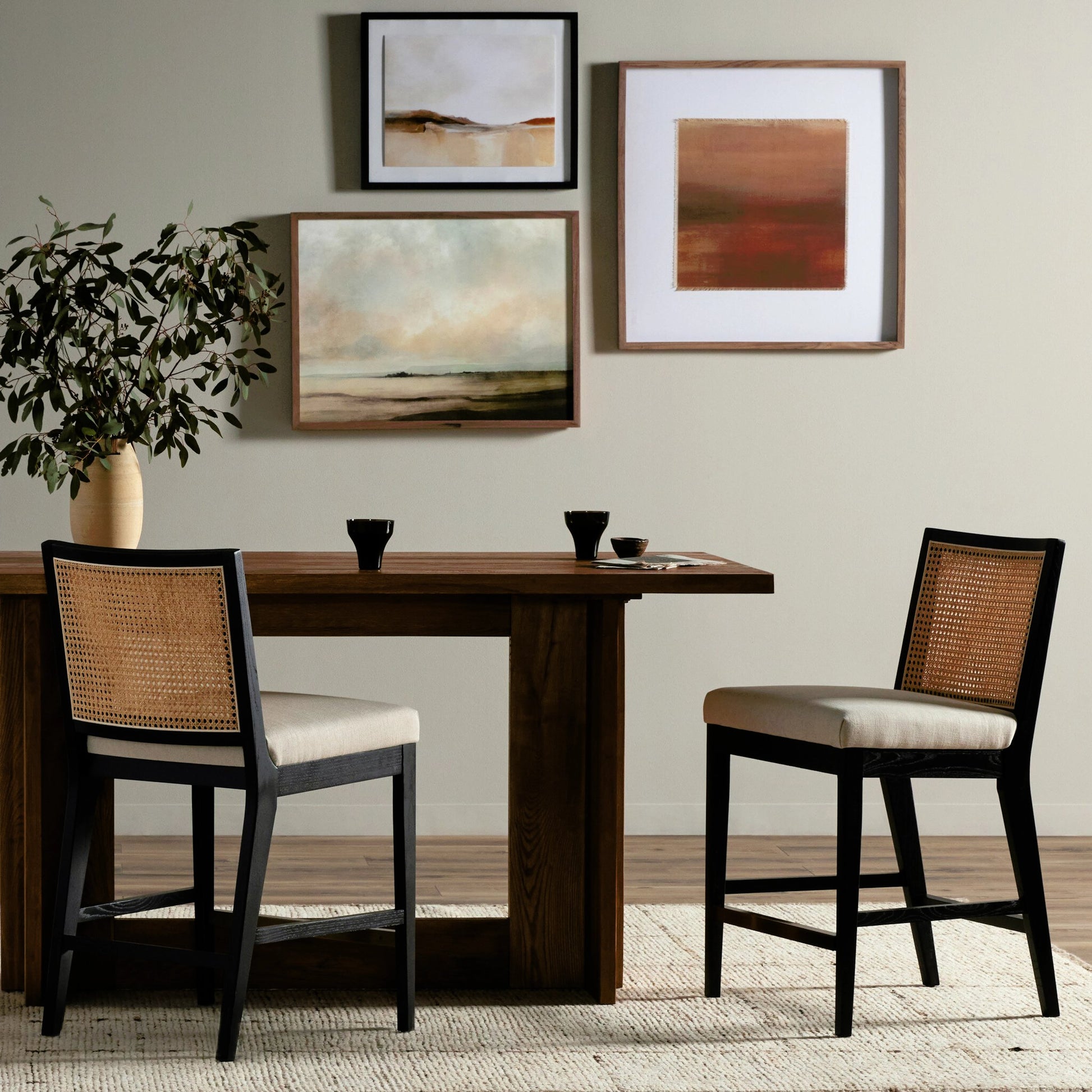 Antonia Cane Armless Counter Stool by Four Hands. Made from unique in a coastal style.