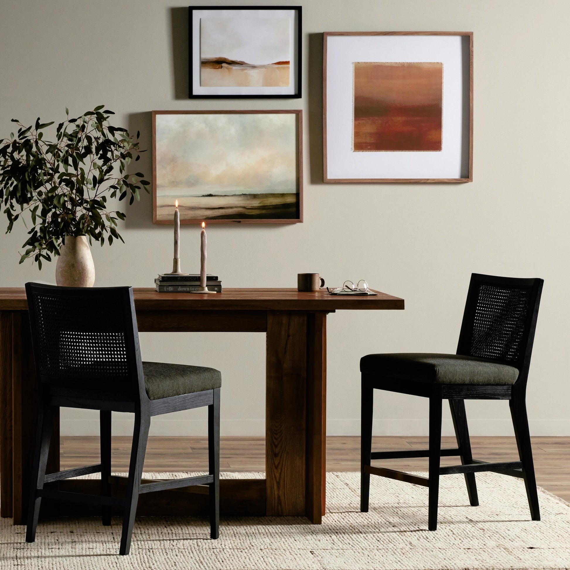 Antonia Cane Armless Counter Stool by Four Hands. Made from unique in a coastal style.