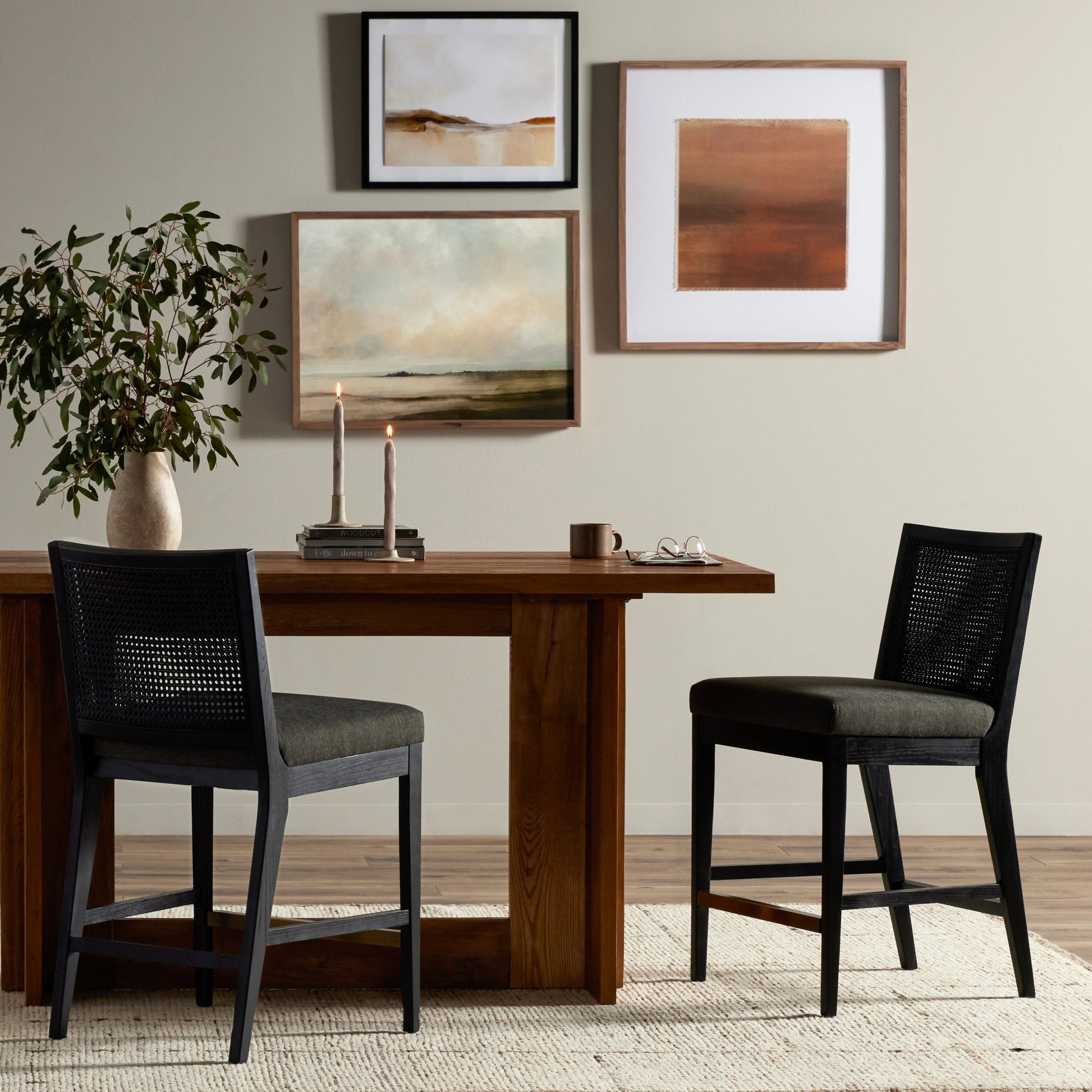Antonia Cane Armless Counter Stool by Four Hands. Made from unique in a coastal style.