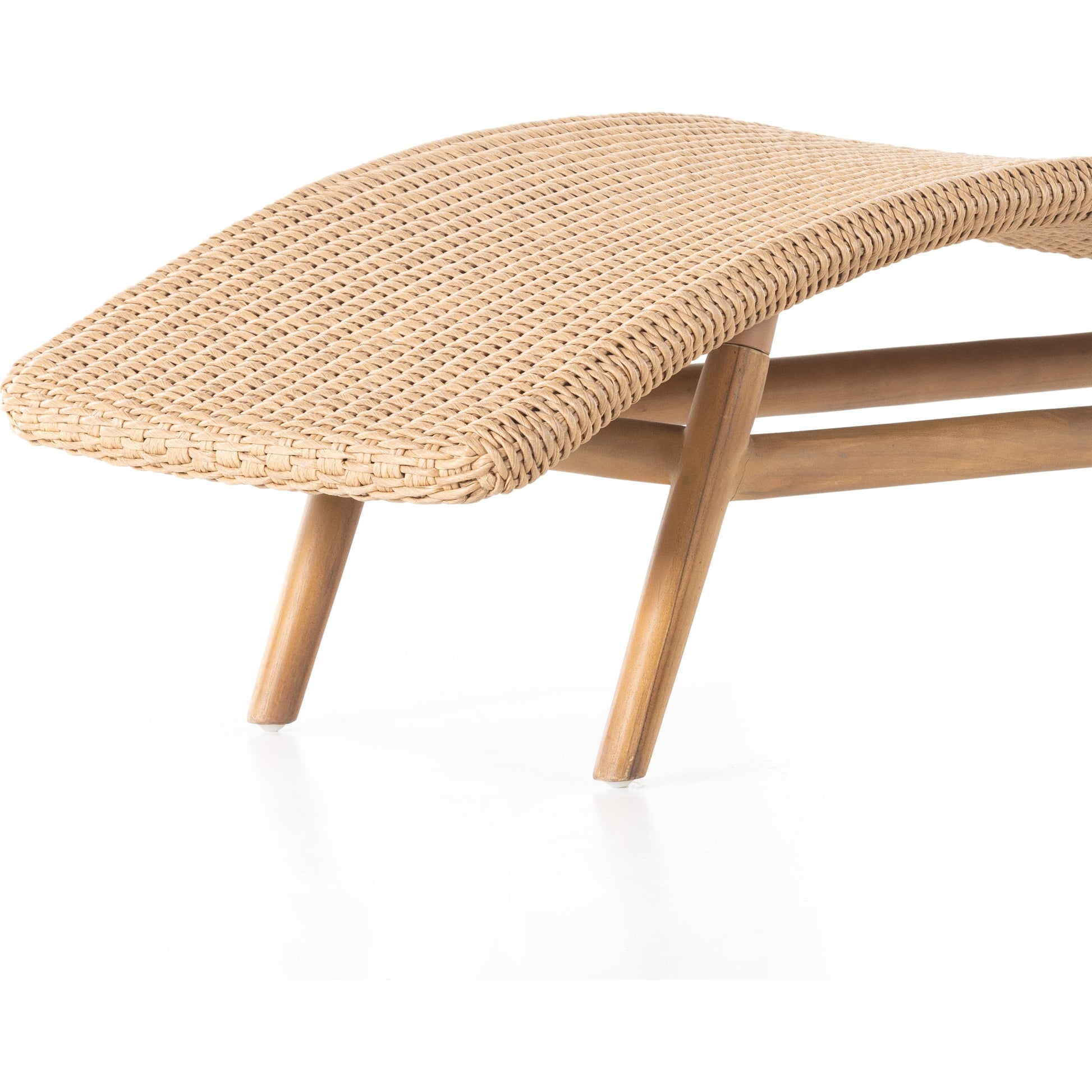 Portia Outdoor Chaise by Four Hands. Made from 100% polyethylene, solid teak, iron in a coastal style.