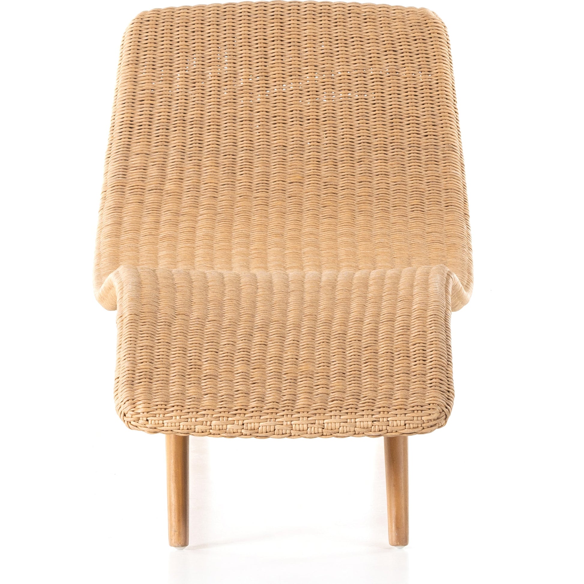Portia Outdoor Chaise by Four Hands. Made from 100% polyethylene, solid teak, iron in a coastal style.
