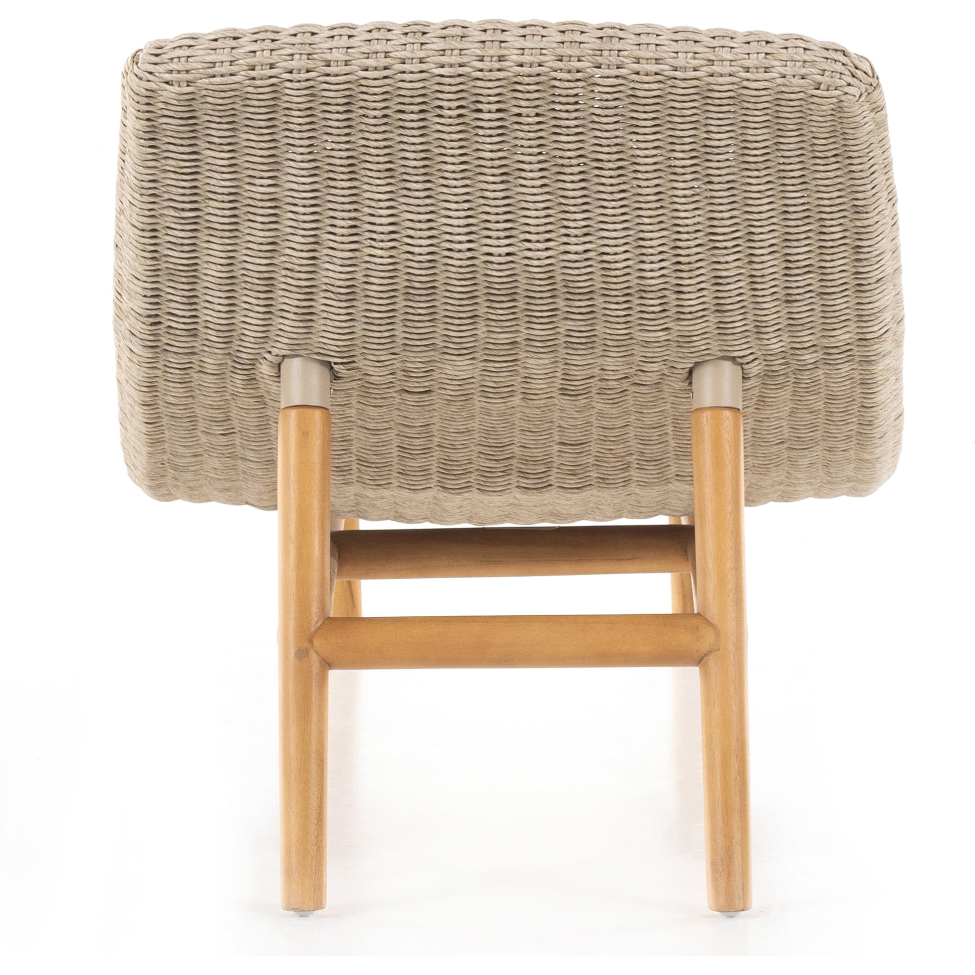 Portia Outdoor Chaise by Four Hands. Made from 100% polyethylene, solid teak, iron in a coastal style.