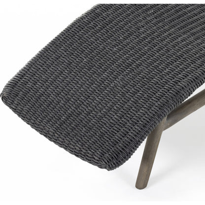 Portia Outdoor Chaise by Four Hands. Made from 100% polyethylene, solid teak, iron in a coastal style.