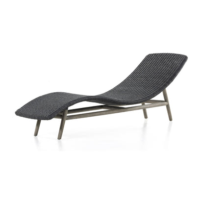 Portia Outdoor Chaise by Four Hands. Made from 100% polyethylene, solid teak, iron in a coastal style.
