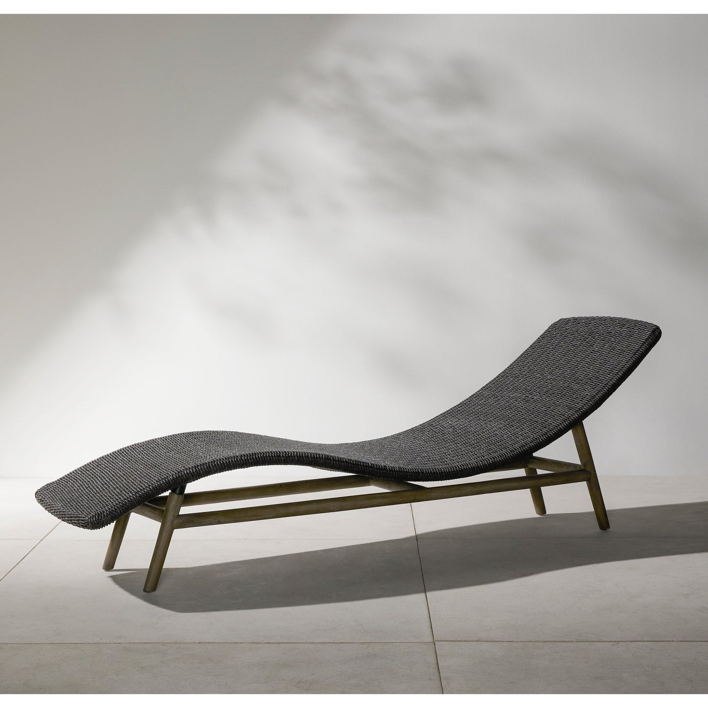 031 SI-1903078 | Lifestyle | Portia Outdoor Chaise by Four Hands. Made from 100% polyethylene, solid teak, iron in a coastal style.
