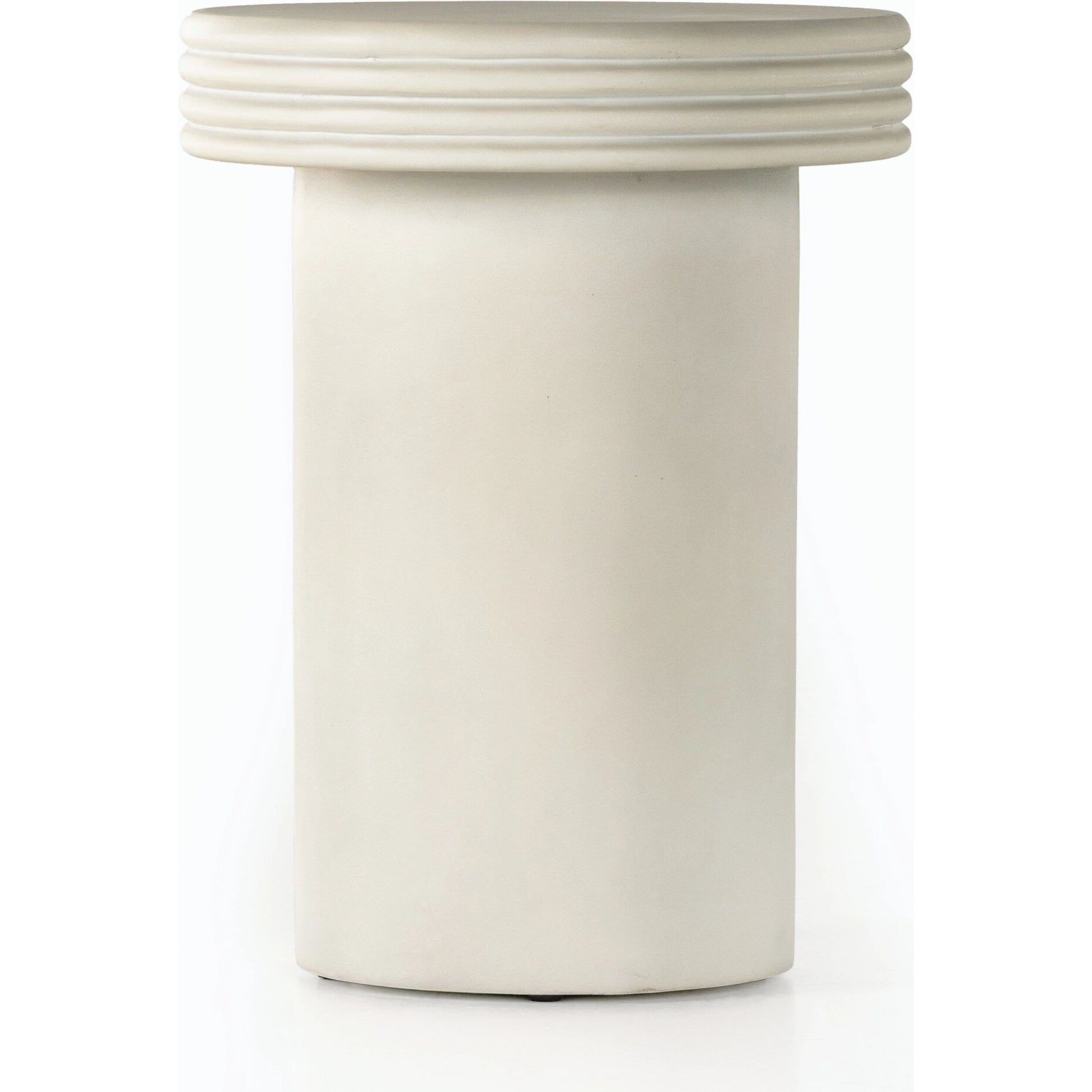 Grecia Outdoor End Table by Four Hands in white. Made from concrete in a modern style.