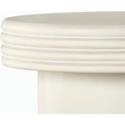 Grecia Outdoor End Table by Four Hands in white. Made from concrete in a modern style.