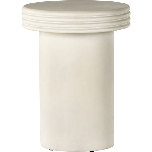 Grecia Outdoor End Table by Four Hands in white. Made from concrete in a modern style.