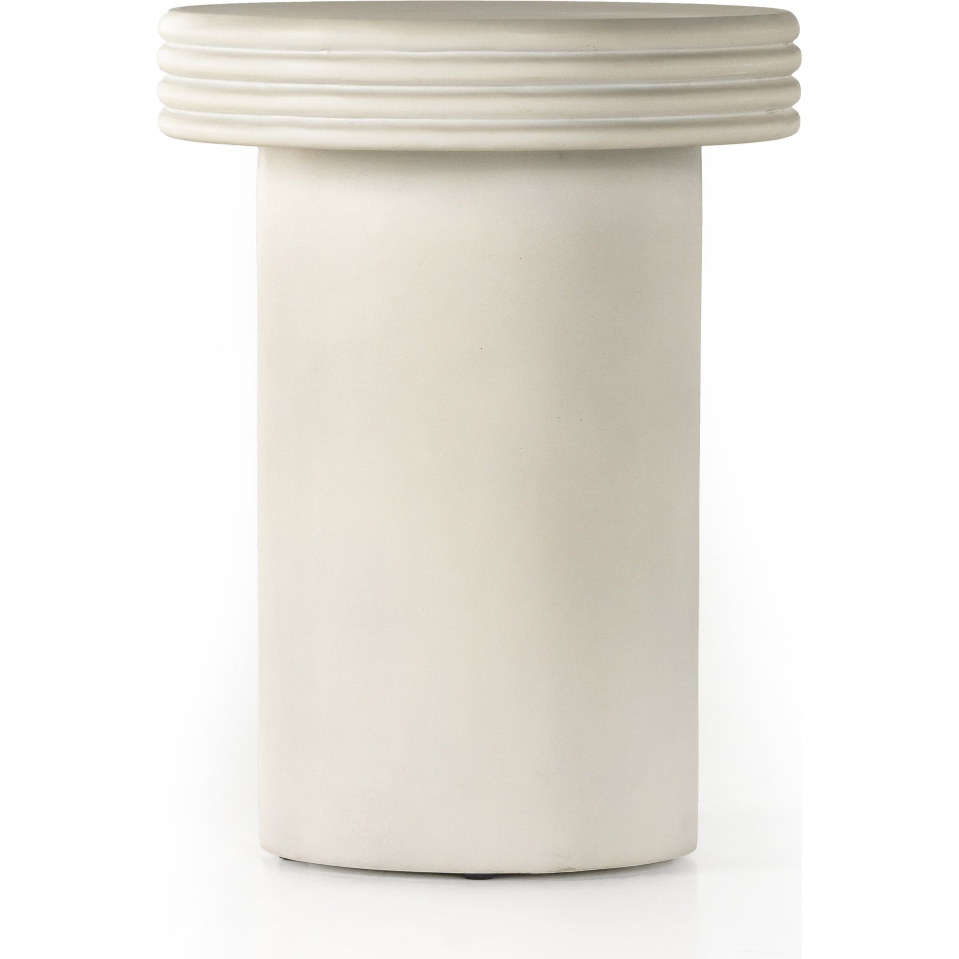 Grecia Outdoor End Table by Four Hands in white. Made from concrete in a modern style.