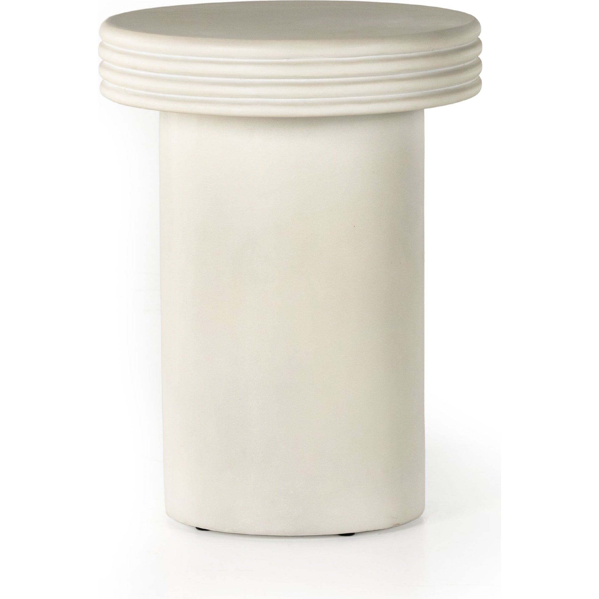 Grecia Outdoor End Table by Four Hands in white. Made from concrete in a modern style.