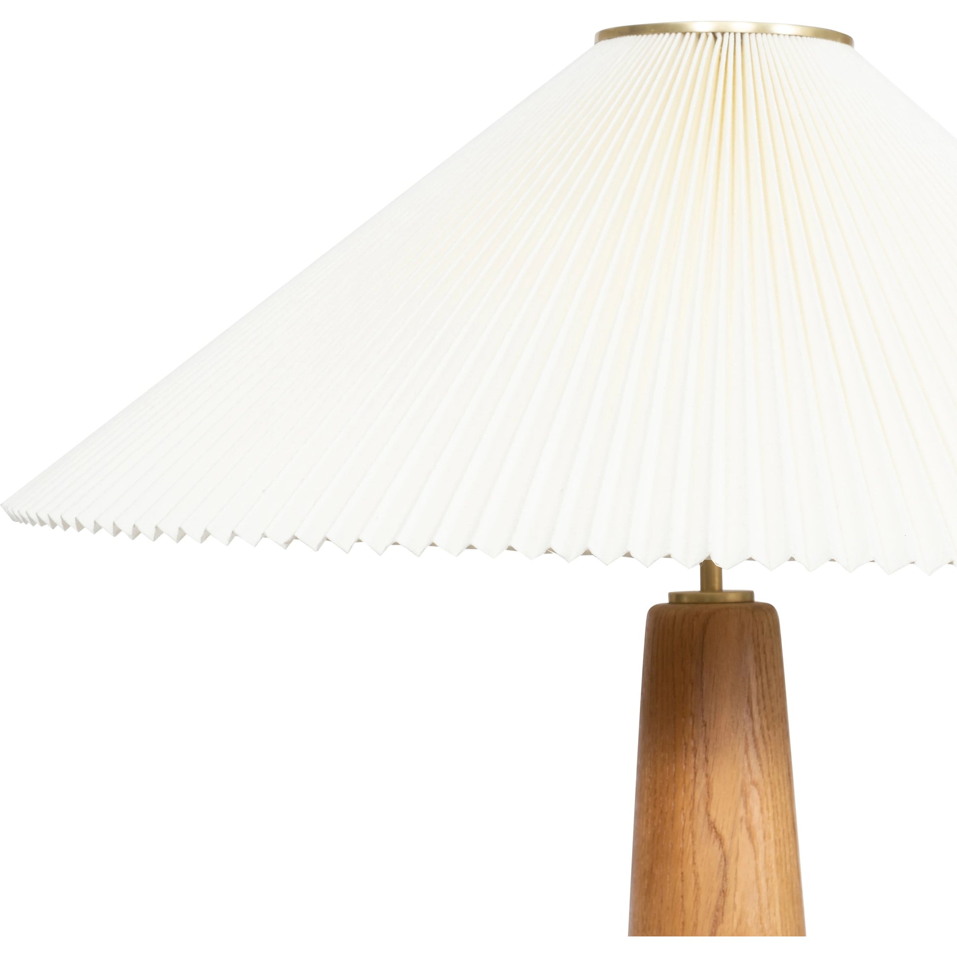 Nora Floor Lamp by Four Hands in light oak. Made from solid oak, 100% flax, linen, steel plating in a modern style.