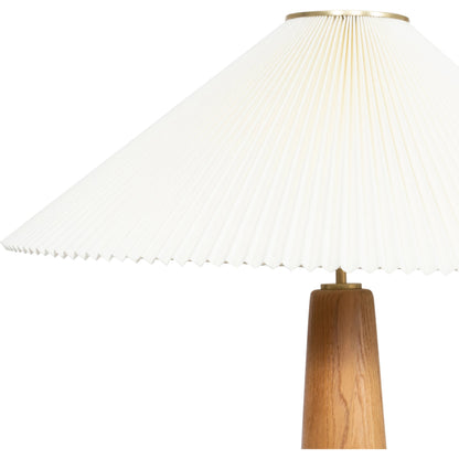 Nora Floor Lamp by Four Hands in light oak. Made from solid oak, 100% flax, linen, steel plating in a modern style.