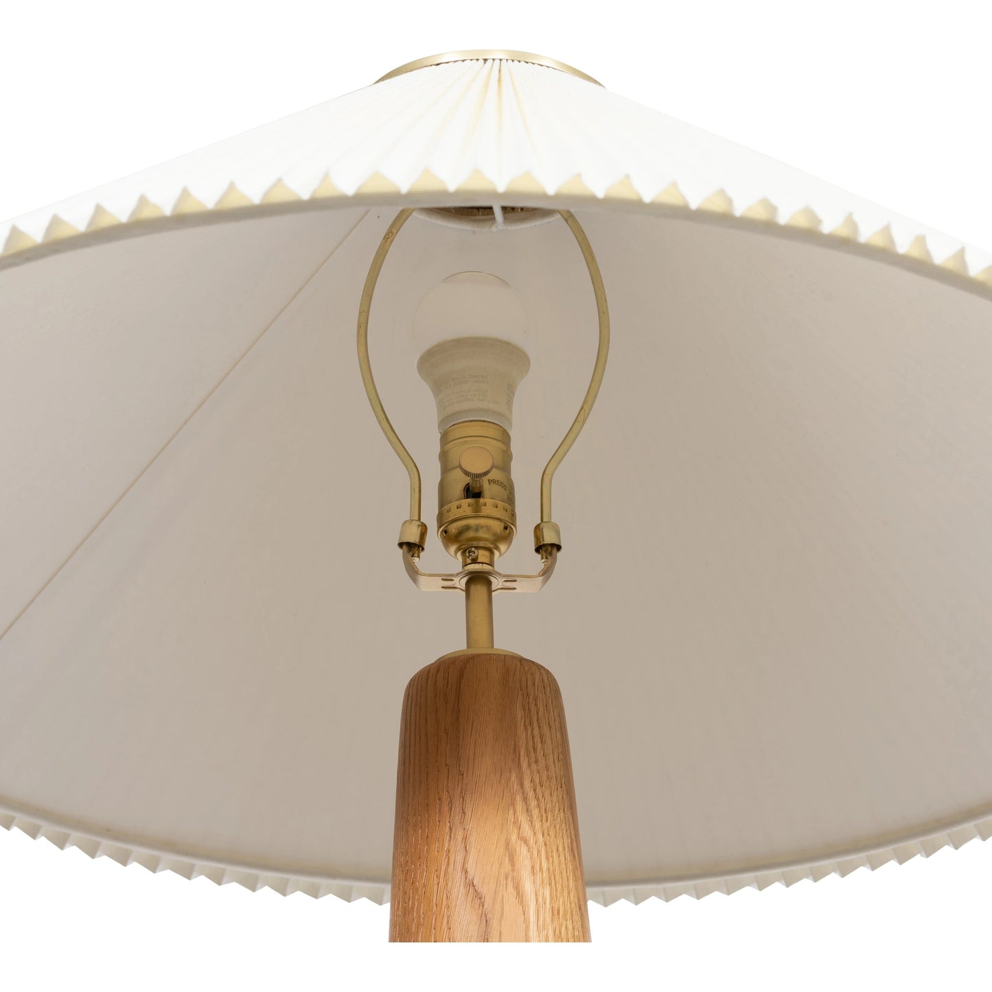 004 SI-1977626 | Closeup | Nora Floor Lamp by Four Hands in light oak. Made from solid oak, 100% flax, linen, steel plating in a modern style.