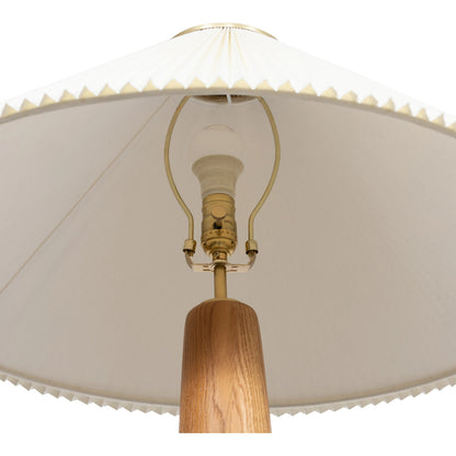 Nora Floor Lamp by Four Hands in light oak. Made from solid oak, 100% flax, linen, steel plating in a modern style.