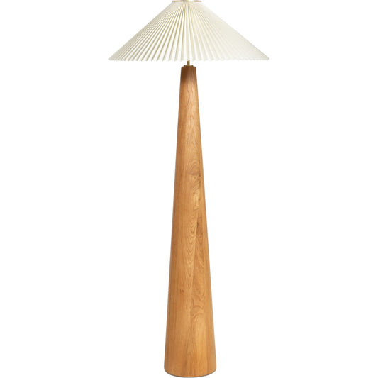 Nora Floor Lamp by Four Hands in light oak. Made from solid oak, 100% flax, linen, steel plating in a modern style.