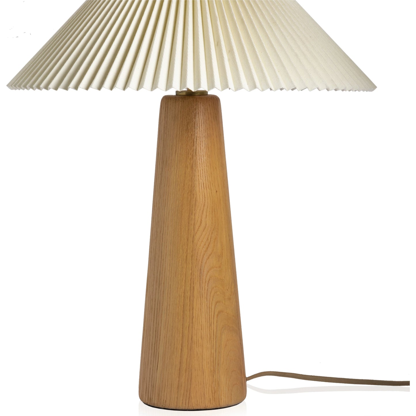 002 SI-1977627 | Closeup | Nora Table Lamp by Four Hands in light oak. Made from solid oak, 100% flax, linen, steel plating in a modern style.