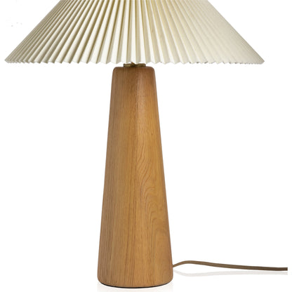 Nora Table Lamp by Four Hands in light oak. Made from solid oak, 100% flax, linen, steel plating in a modern style.
