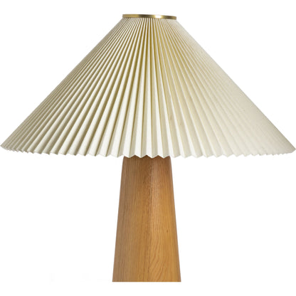 Nora Table Lamp by Four Hands in light oak. Made from solid oak, 100% flax, linen, steel plating in a modern style.