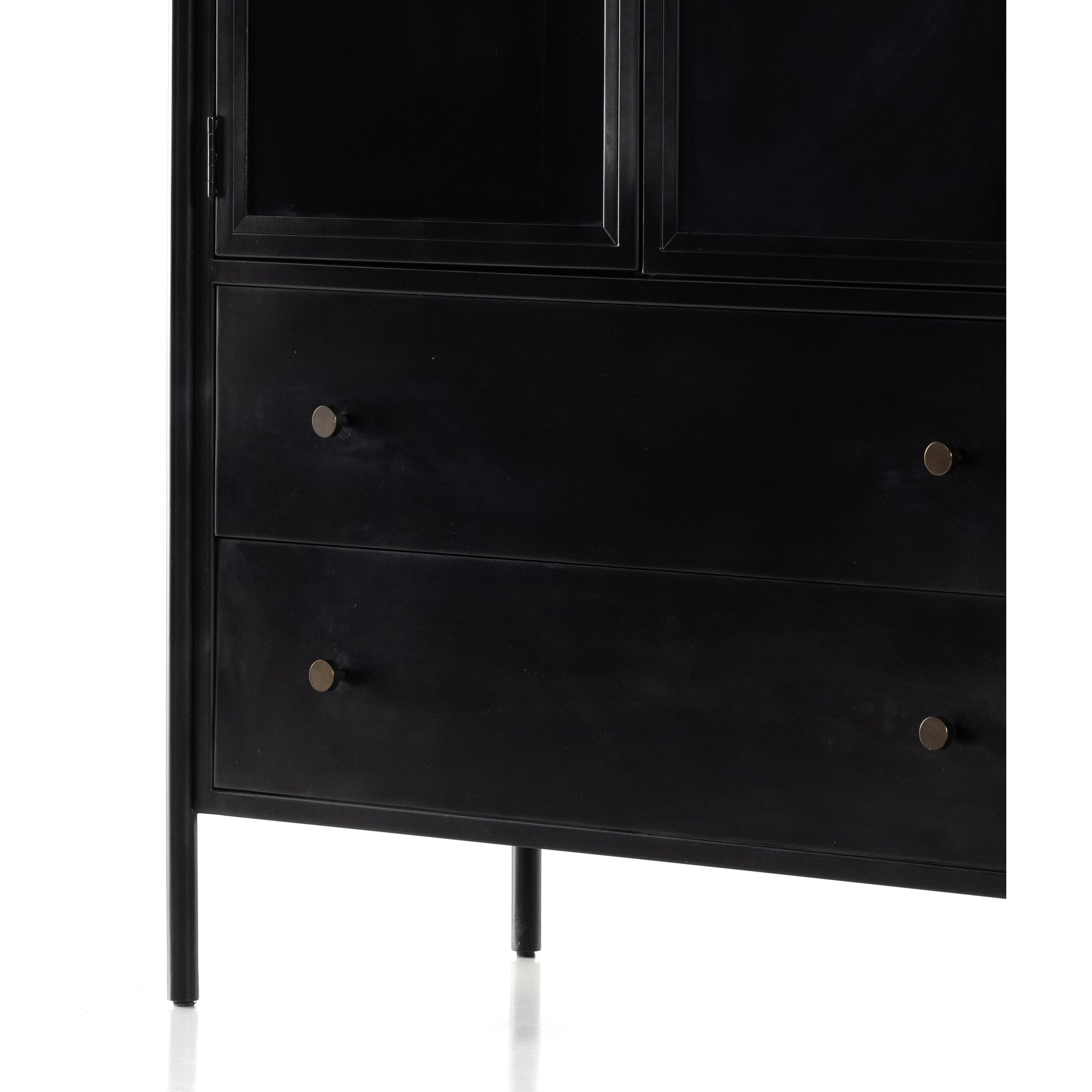 Soto Cabinet by Four Hands in black. Made from iron, glass in a modern style.