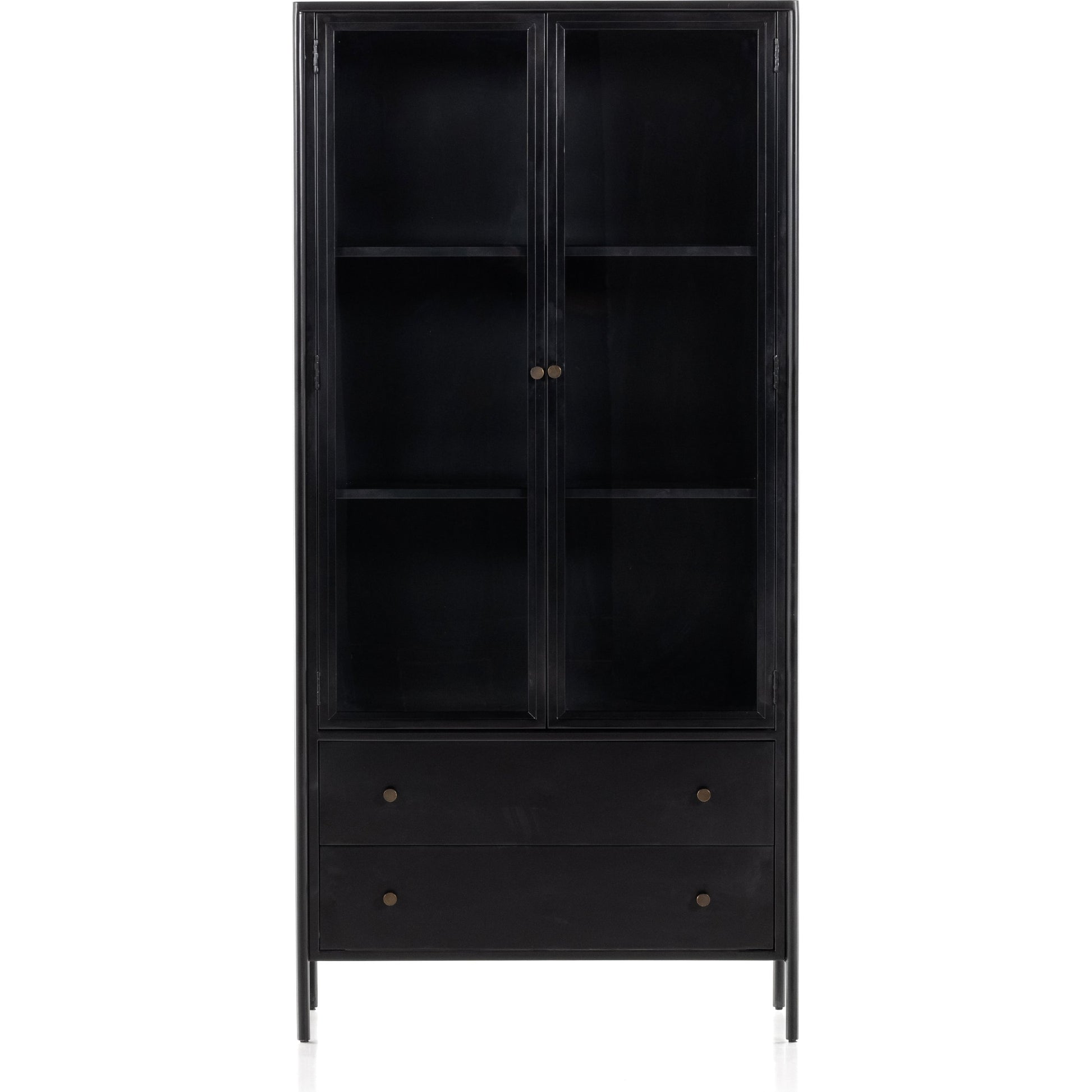 Soto Cabinet by Four Hands in black. Made from iron, glass in a modern style.