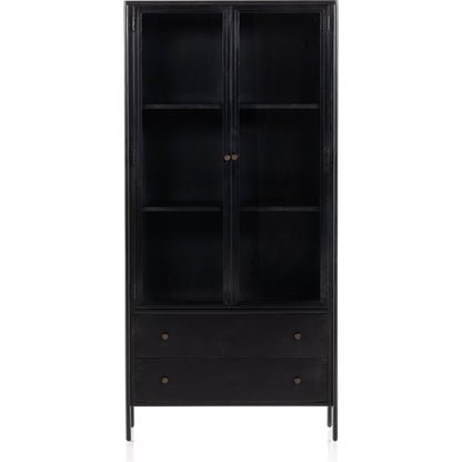 Soto Cabinet by Four Hands in black. Made from iron, glass in a modern style.