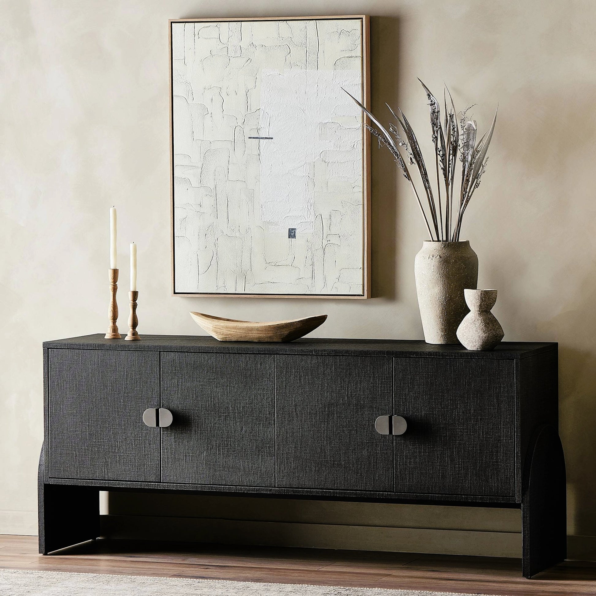 Cressida Sideboard by Four Hands. Made from painted linen in a modern style.