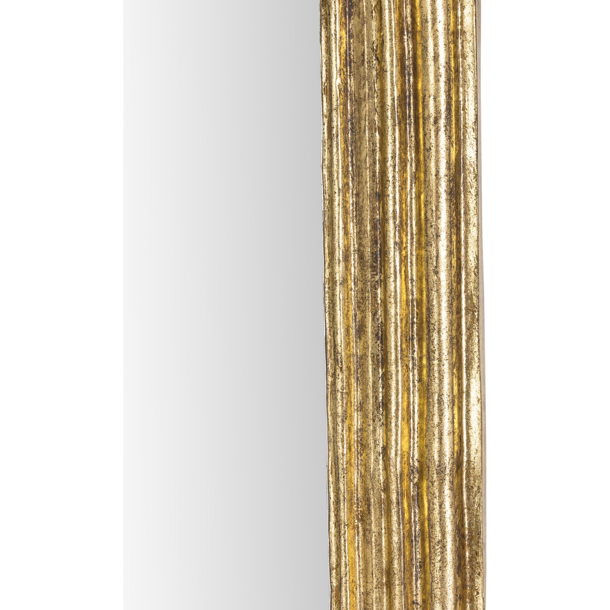 Vintage Louis Mirror by Four Hands in antiqued gold leaf, mirror and antiqued gold leaf. Made from aluminum, engineered hardwood, mirror in a transitional style.