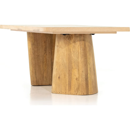 Myla Coffee Table by Four Hands in aged brown. Made from solid mango in a modern style.