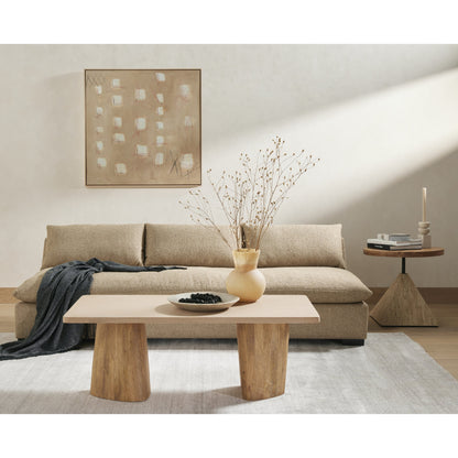 Myla Coffee Table by Four Hands in aged brown. Made from solid mango in a modern style.